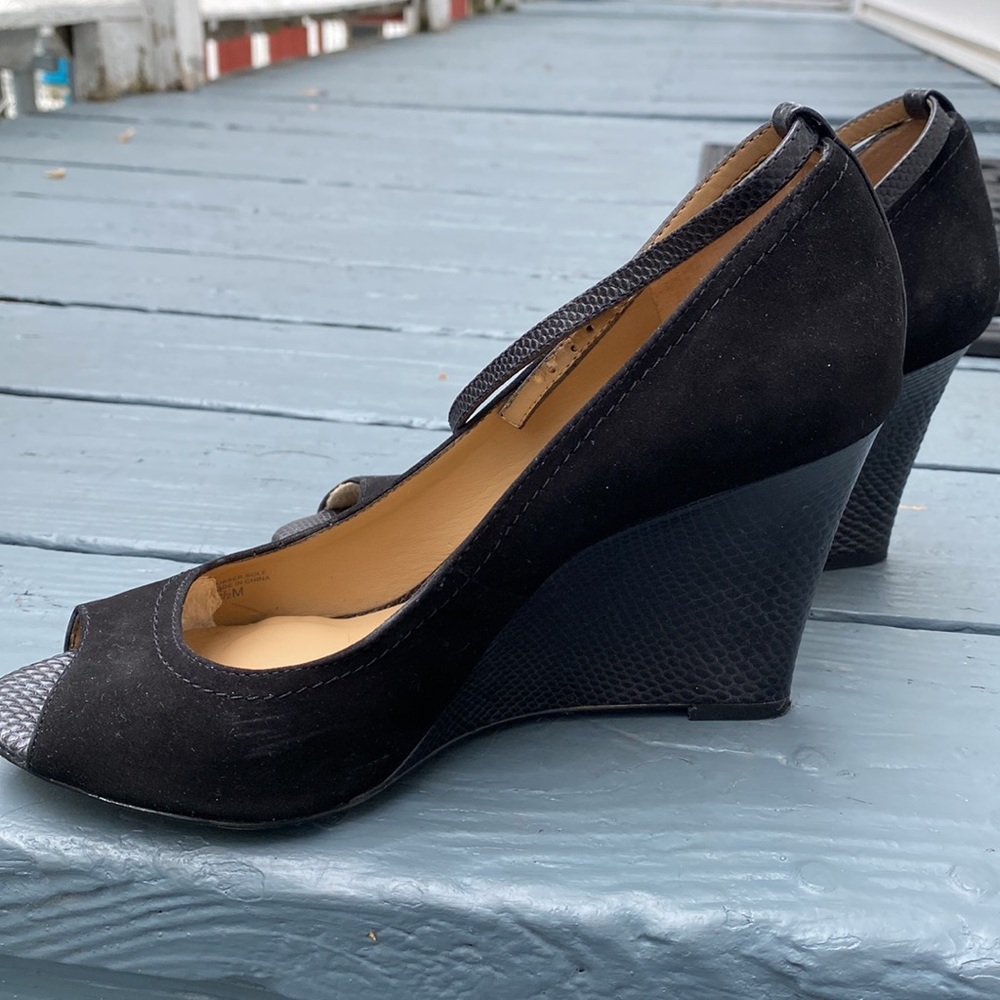 Ann Taylor Bailey Suede Peep Toe Wedge